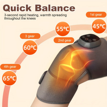 Heated Knee Massager Brace, Wireless Electric Knee Pad with Heat & Vibration, USB Rechargeable Massage Knee Support Wrap for Arthritis