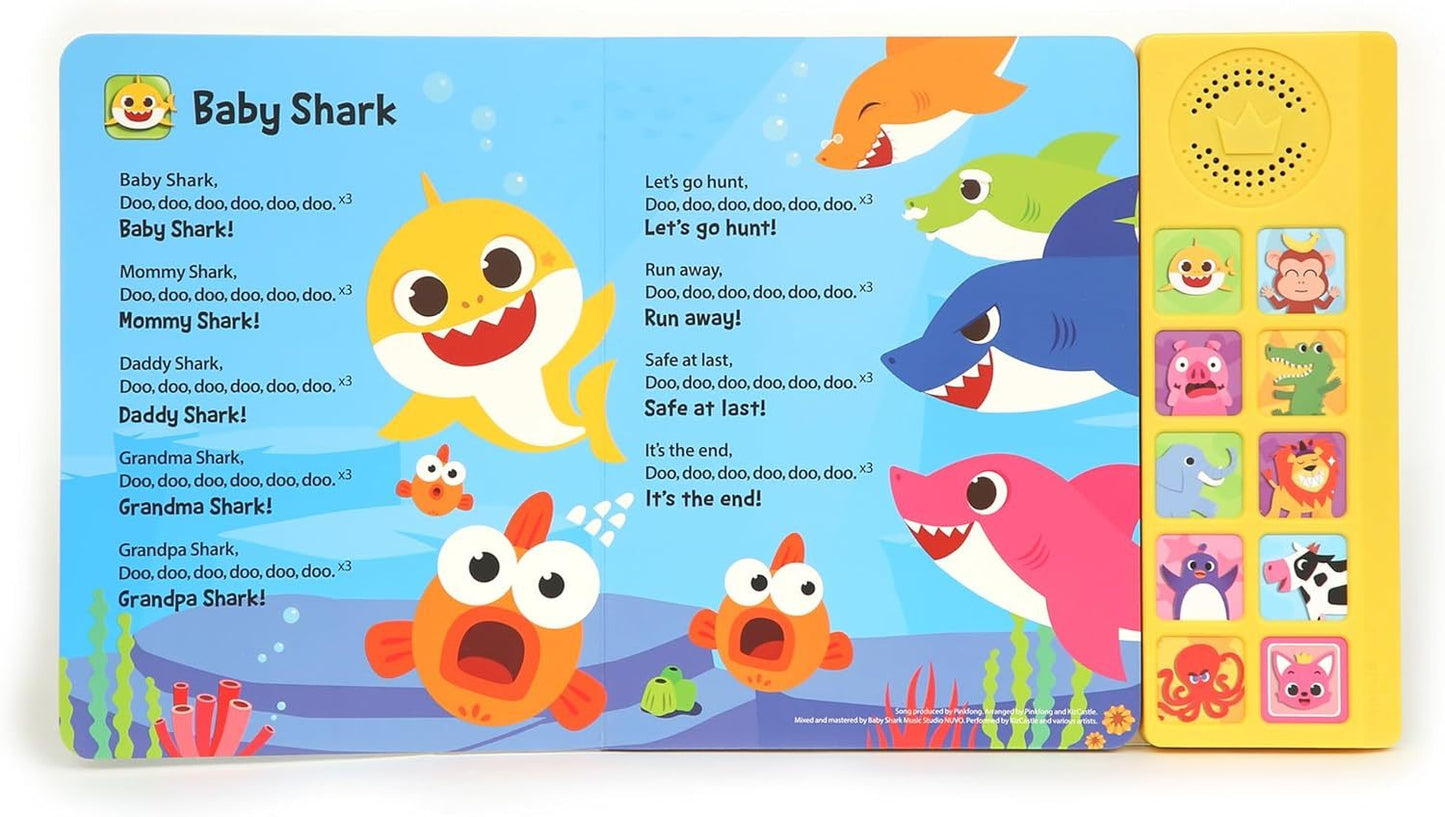 Baby Shark Sound Book for Toddlers, Pinkfong 10-Button Interactive Animal Songs Sing-Along Nursery Rhymes Learning Book Kids Ages 1-3