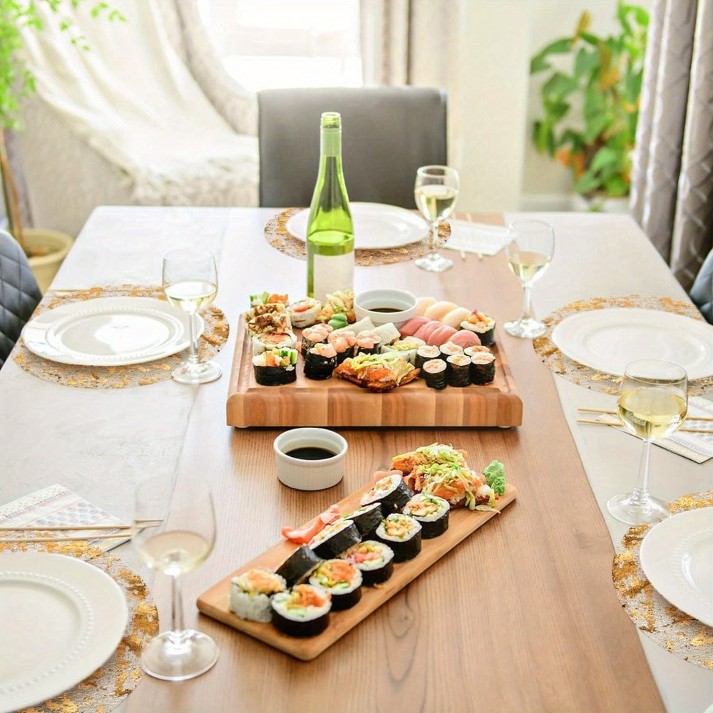 Golden Foil Round Placemats Disposable Table Doilies 50/100pcs – Elegant Mesh Table Pad for Dining, Party & Home Decor