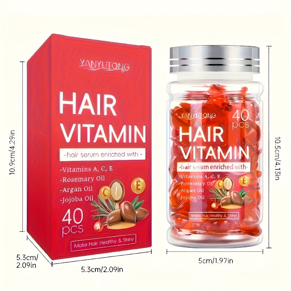 Argan Oil Hair Growth Vitamin Capsules with Keratin & Vitamins A C E B, Anti-Frizz Nourishing Hair Essence for Dry