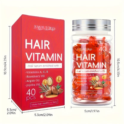 Argan Oil Hair Growth Vitamin Capsules with Keratin & Vitamins A C E B, Anti-Frizz Nourishing Hair Essence for Dry