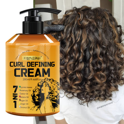Curl Defining Cream 7-in-1 with Argan Oil & Rosemary Oil 280ml – Frizz Control, Natural Fluffiness & Long-Lasting Hold for Wavy
