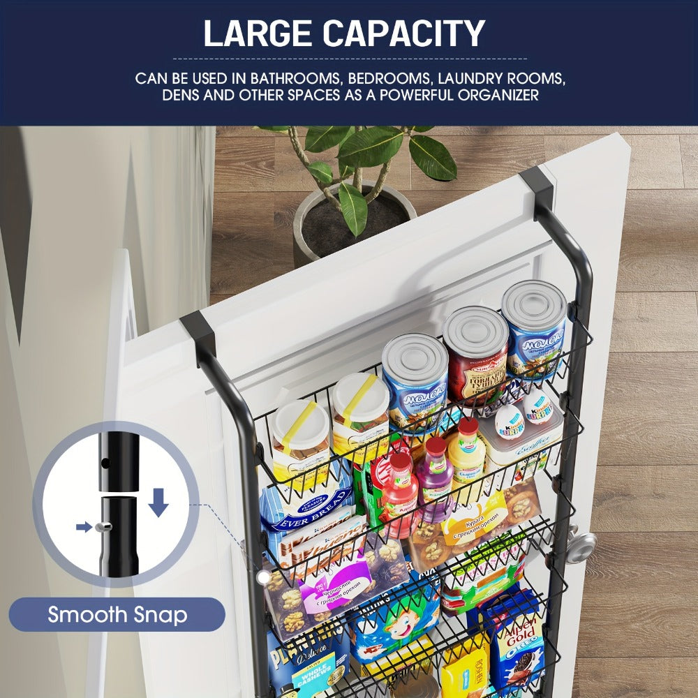Over The Door Organizer – Multi-Layer Pantry Storage Rack for Kitchen Bathroom Laundry Room, Space Saving Door Hanging Shelf