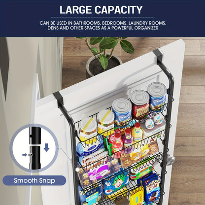 Over The Door Organizer – Multi-Layer Pantry Storage Rack for Kitchen Bathroom Laundry Room, Space Saving Door Hanging Shelf