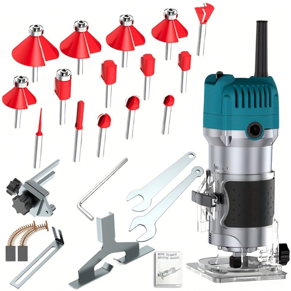 Wood Router 800W Trim Router for Woodworking - 35000RPM Electric Router with Edge Guide, Roller Guide