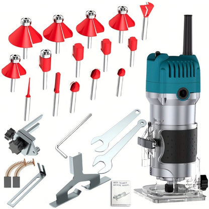 Wood Router 800W Trim Router for Woodworking - 35000RPM Electric Router with Edge Guide, Roller Guide