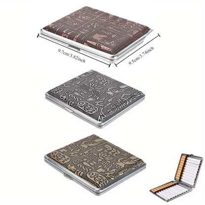 Cigarette Case - Leather & Metal 3 Pack Waterproof Snap Closure Creative Storage Box for - product detail view 3