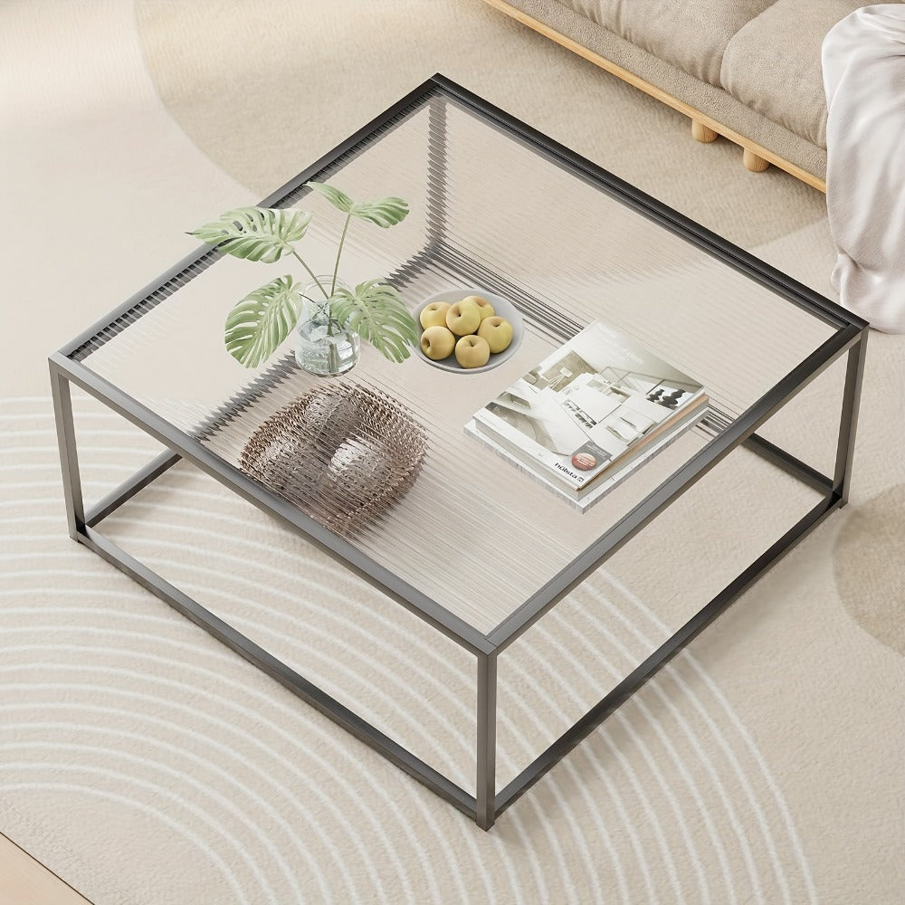 Clear Coffee Table, Modern Accent Table for Work, Display, and Everyday Use in Living Room detail image - detail view 7