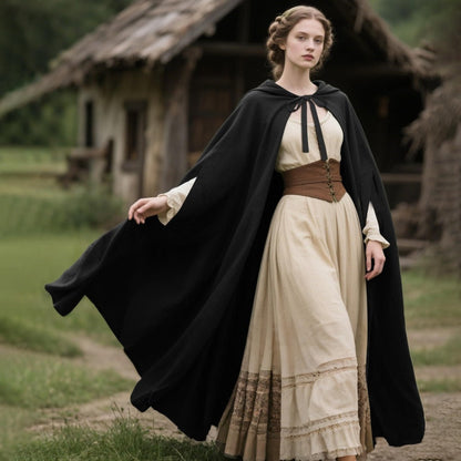 Cloaks & Capes - Hooded Cloak for Women Medieval Renaissance Witch Cape Full Length Gothic - product detail view 6