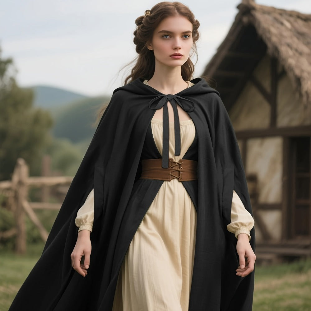 Cloaks & Capes - Hooded Cloak for Women Medieval Renaissance Witch Cape Full Length Gothic - product detail view 7