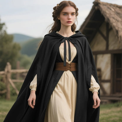 Cloaks & Capes - Hooded Cloak for Women Medieval Renaissance Witch Cape Full Length Gothic - product detail view 7