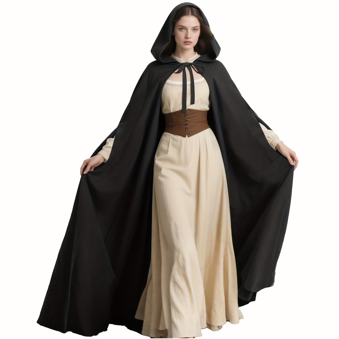 Cloaks & Capes - Hooded Cloak for Women Medieval Renaissance Witch Cape Full Length Gothic - product detail view 11