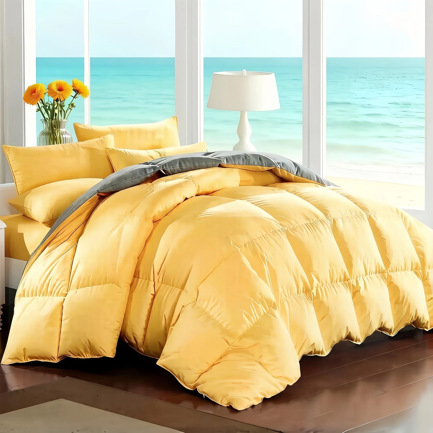 Comforter Set 7-Piece Bed in a Bag Queen King Full Soft Microfiber Down Alternative Comforter Fitted Sheet Flat Sheet Pillow Shams