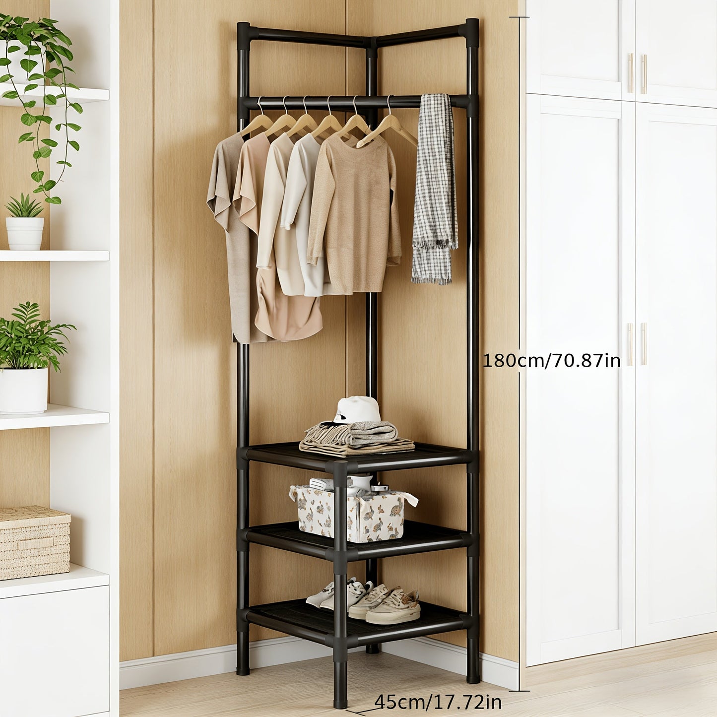 Coat Racks and Entryway Furniture shown in the Black three-layer storage option