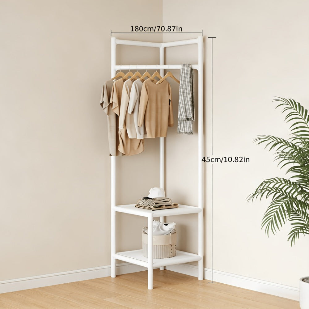 Coat Racks and Entryway Furniture, Corner Coat Rack with Shelves & Hanging Rods shown in the main product view