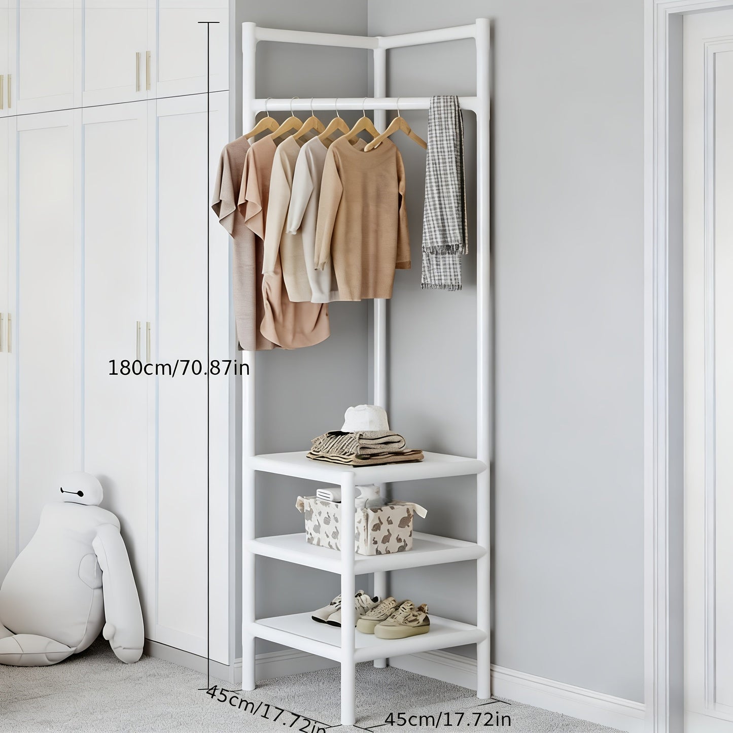 Coat Racks and Entryway Furniture shown in the White three-layer storage option
