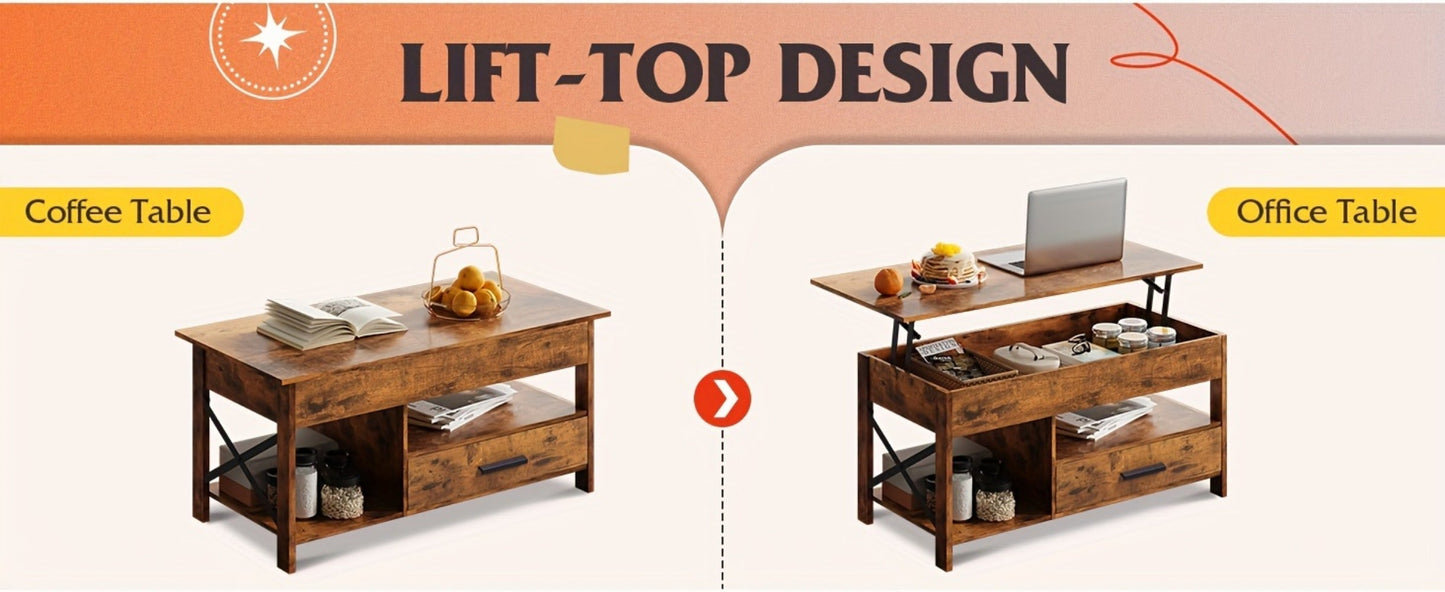 Coffee Table with Storage Drawers and Lift-Top Storage for Living Room detail image - detail view 13