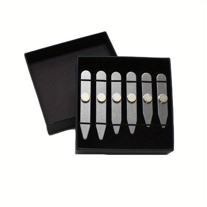 Collar Stays - for Men 3 Pairs Metal Black Gold - Reinforced Shirt Stiffeners for Dress - product detail view 5