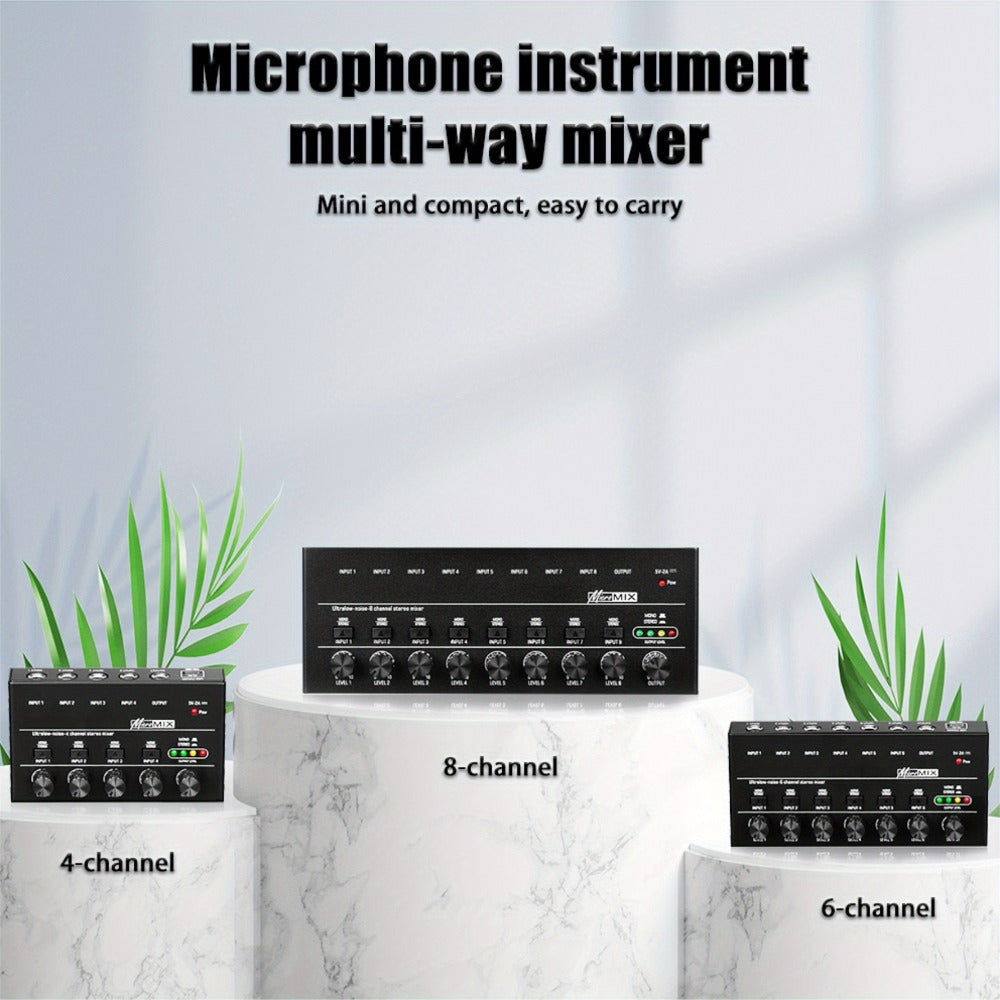 Compact 4/6/8-Channel Stereo Audio Mixer with USB-C Power and Level Controls detail image - detail view 14