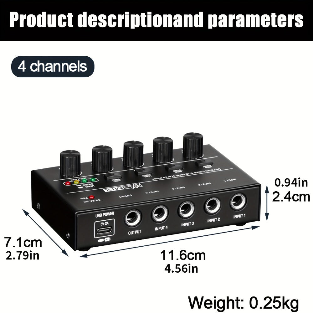 Compact 4/6/8-Channel Stereo Audio Mixer with USB-C Power and Level Controls detail image - detail view 15