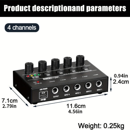 Compact 4/6/8-Channel Stereo Audio Mixer with USB-C Power and Level Controls detail image - detail view 15