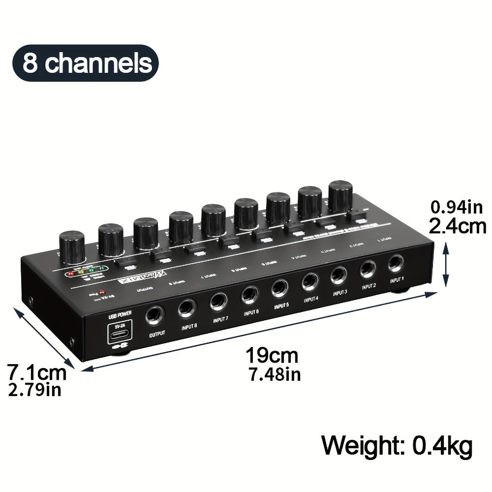 Compact 4/6/8-Channel Stereo Audio Mixer with USB-C Power and Level Controls detail image - detail view 16