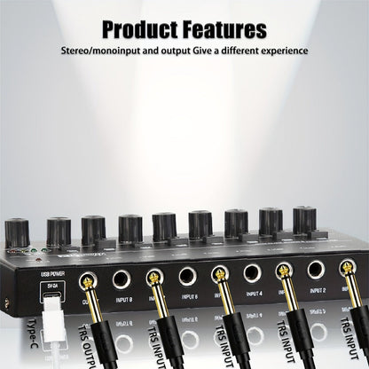 Compact 4/6/8-Channel Stereo Audio Mixer with USB-C Power and Level Controls detail image - detail view 4