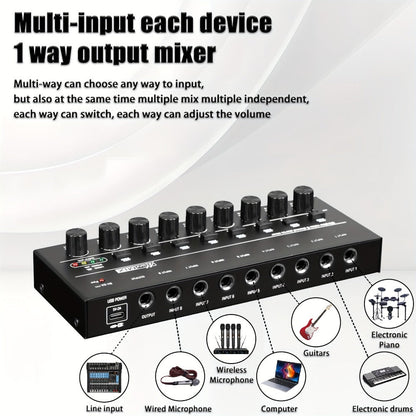 Compact 4/6/8-Channel Stereo Audio Mixer with USB-C Power and Level Controls detail image - detail view 6