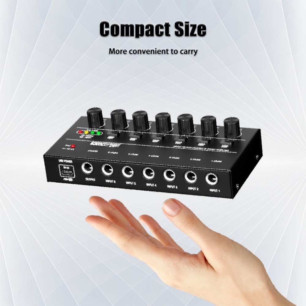 Compact 4/6/8-Channel Stereo Audio Mixer with USB-C Power and Level Controls detail image - detail view 8