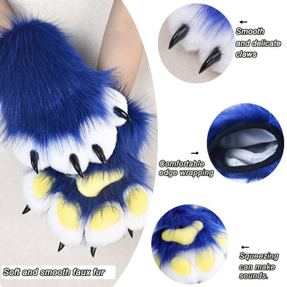 Cosplay Costume Accessories - Claw Gloves with Sound Effects Realistic Furry Cat Fox Beast Animal Paw - product detail view