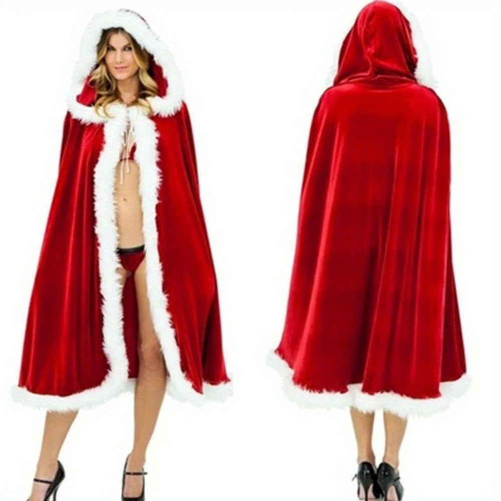 Costume Accessories - Christmas Red Cape Cloak for Adults Unisex Knit Stretch Vampire Cape - product detail view 6