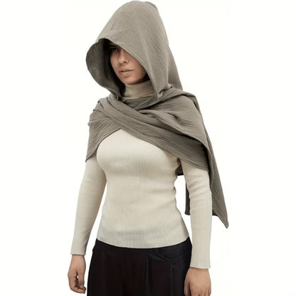 Costume Accessories - Medieval Hooded Cape Scarf with Viking Brooch Unisex Renaissance Cloak Y2K - product detail view 3