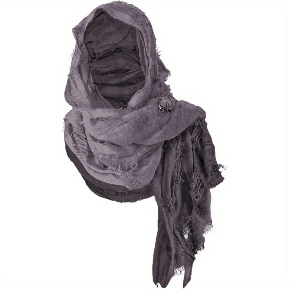 Costume Accessories - Medieval Hooded Cape Scarf with Viking Brooch Unisex Renaissance Cloak Y2K - product detail view 5