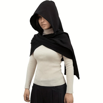 Costume Accessories - Medieval Hooded Cape Scarf with Viking Brooch Unisex Renaissance Cloak Y2K - product detail view 7