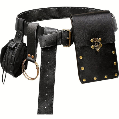 Costume Accessories - Renaissance Belt Set 3Pcs - Medieval Belt Pouch Coin Purse & Skirt - product detail view 14