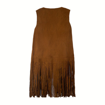 Costume & Clothing - Fringe Vest for Women 60s 70s Bohemian Hippie Cowgirl Top Brown Retro - product detail view 7