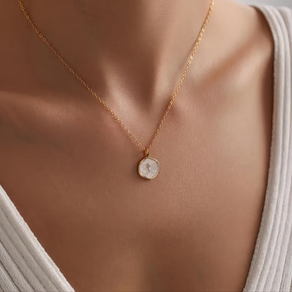 Cross Necklace - Pendant for Women Gold Enamel Irregular Shape Hypoallergenic Stainless - product detail view 5