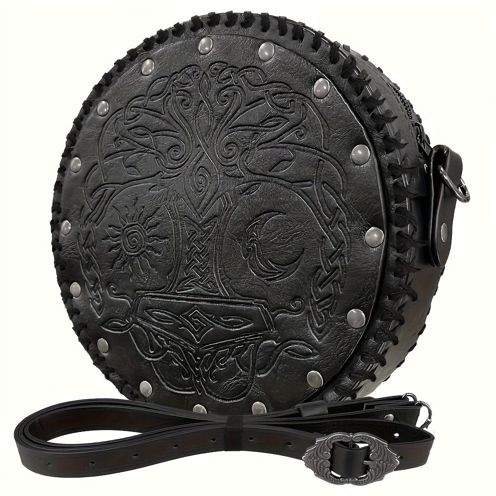 Crossbody Bags & Shoulder Bags - Bag Viking Nordic Embossed PU Leather Vintage Retro Satchel for Women - product detail view