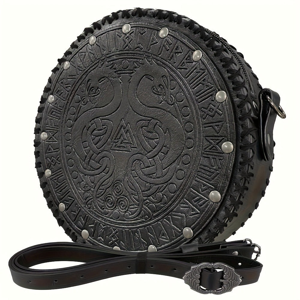 Crossbody Bags & Shoulder Bags - Bag Viking Nordic Embossed PU Leather Vintage Retro Satchel for Women - product detail view