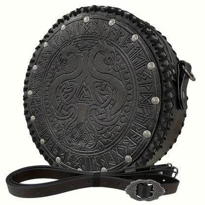 Crossbody Bags & Shoulder Bags - Bag Viking Nordic Embossed PU Leather Vintage Retro Satchel for Women - product detail view