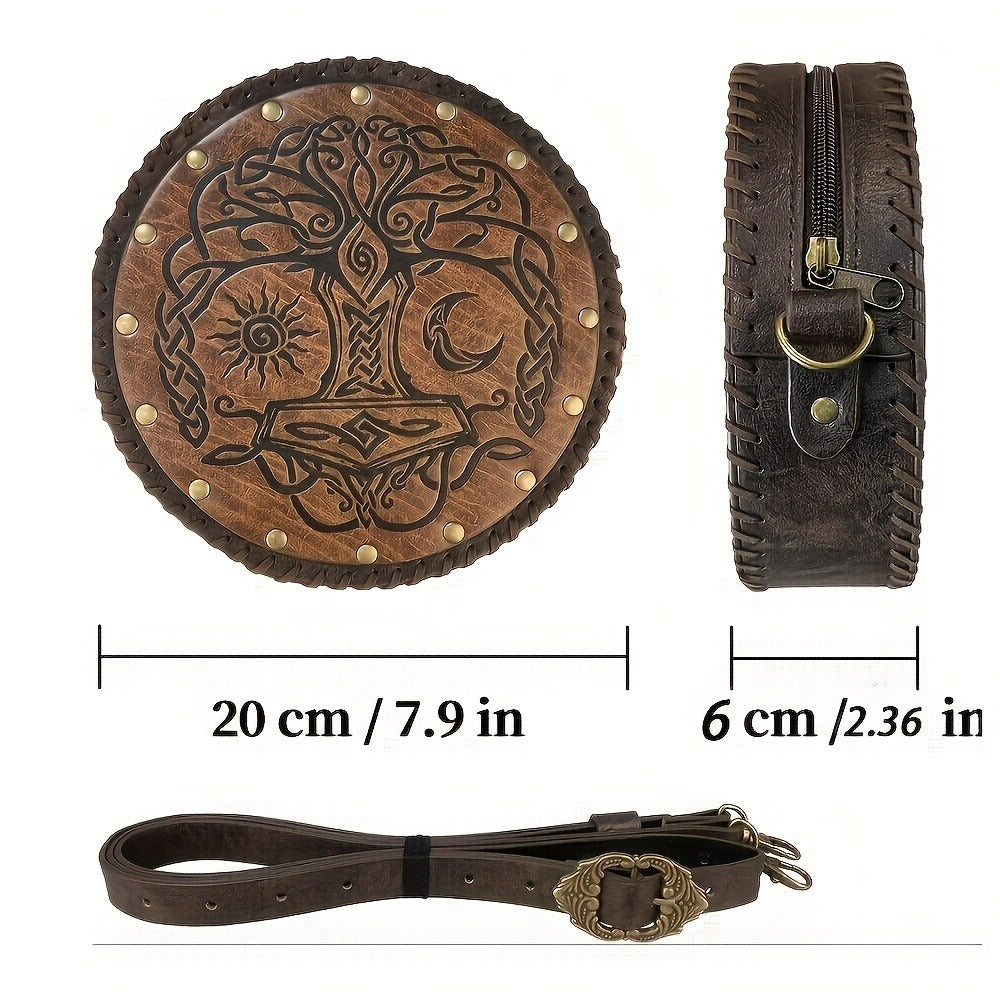 Crossbody Bags & Shoulder Bags - Bag Viking Nordic Embossed PU Leather Vintage Retro Satchel for Women - product detail view