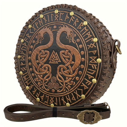 Crossbody Bags & Shoulder Bags - Bag Viking Nordic Embossed PU Leather Vintage Retro Satchel for Women - product detail view