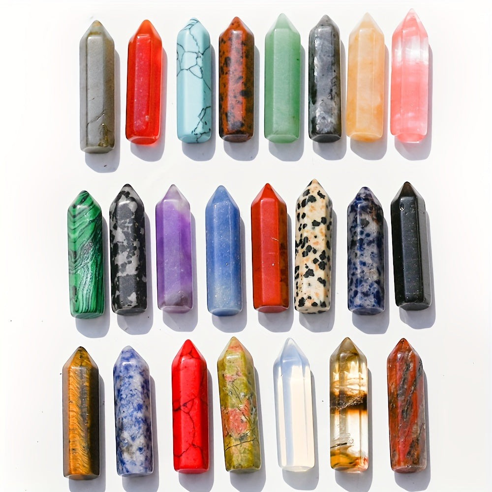 Crystal Wands - Healing Bulk 30pcs Hexagonal Pointed Quartz Assorted Faux Gemstones - product detail view 3