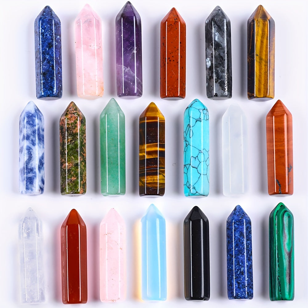 Crystal Wands - Healing Bulk 30pcs Hexagonal Pointed Quartz Assorted Faux Gemstones - product detail view 5