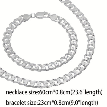 Cuban Link Chain Necklace - 925 Sterling Silver for Men 10mm Wide , Anti-Allergic, Multiple Lengths, & - product detail view
