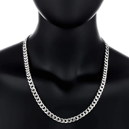 Cuban Link Chain Necklace - 925 Sterling Silver for Men 10mm Wide , Anti-Allergic, Multiple Lengths, & - product detail view