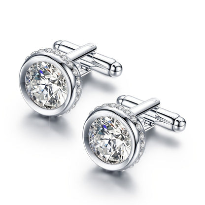 Cufflinks - for Men Sparkling Crystal French Cuff Links Elegant Formal Dress Shirt - product detail view 3