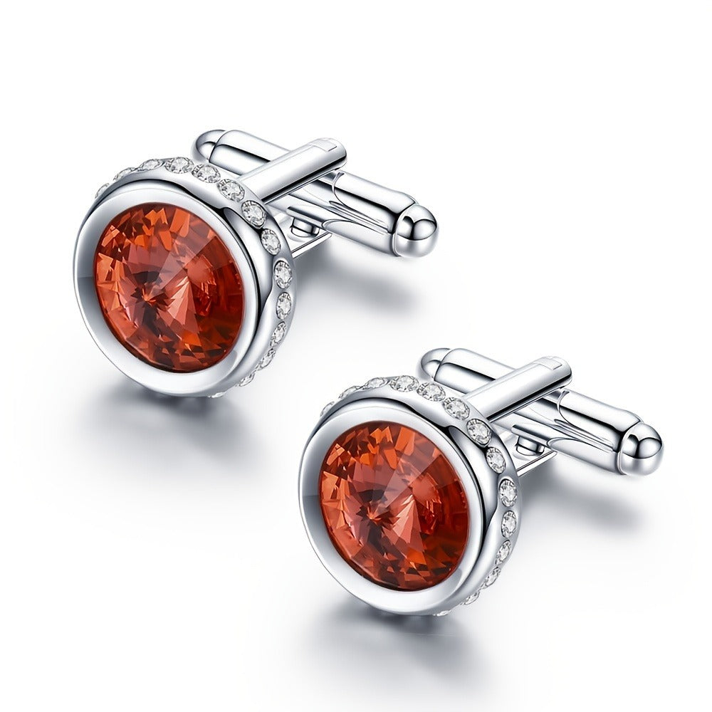 Cufflinks - for Men Sparkling Crystal French Cuff Links Elegant Formal Dress Shirt - product detail view 4