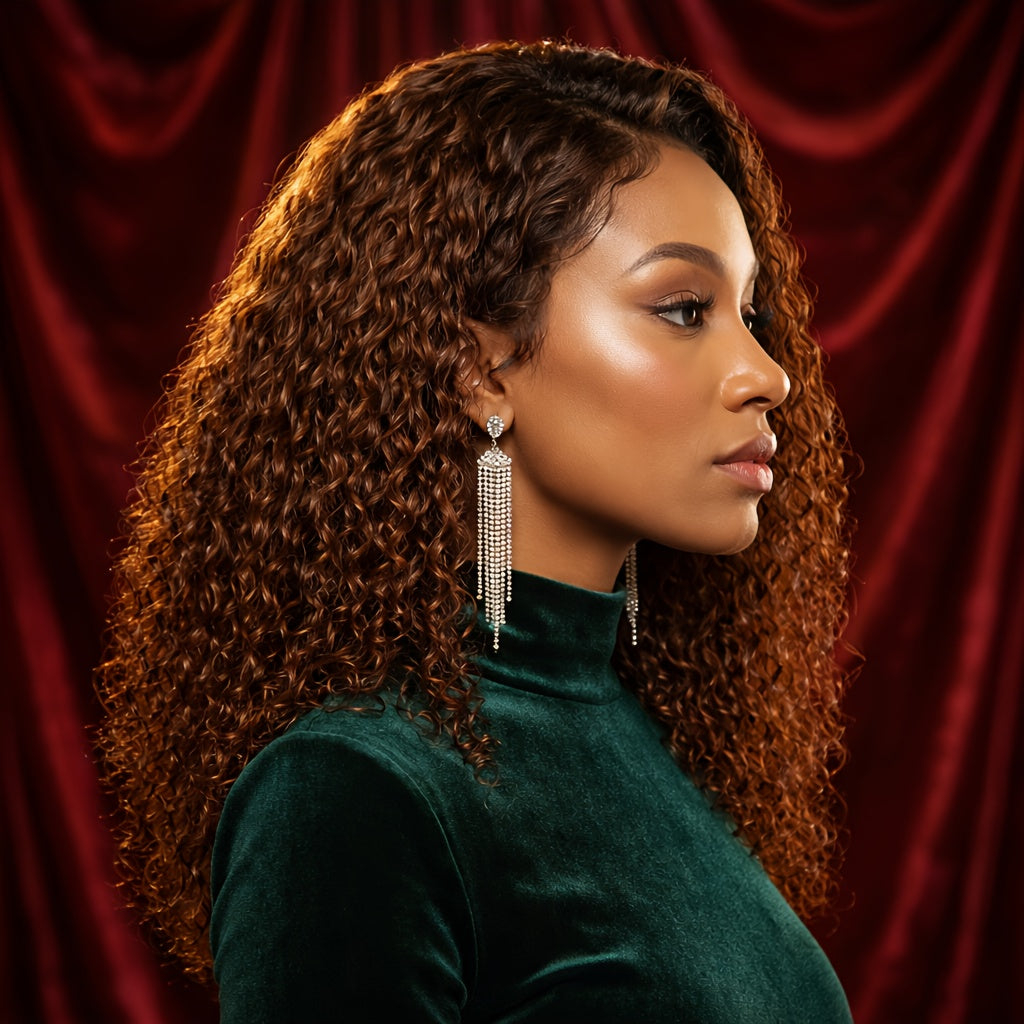 Curly Wig - Deep Wave Glueless for Women - 24" Afro Hair | Pre-Plucked Hairline | Full - product detail view 15