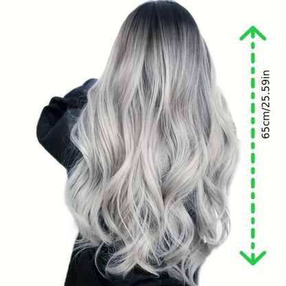 Curly Wig - Long Costume Gradient Black to Gray Heat-Resistant Synthetic Fiber Natural - product detail view 6